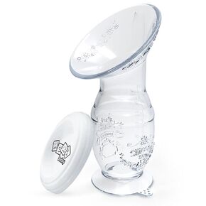 Manual Breast Pump Manual SIMPLI with Milk Bottle - Breastfeeding Accessories - Food-Grade Silicone - Clear - 4oz/100ml - MAXIBABY