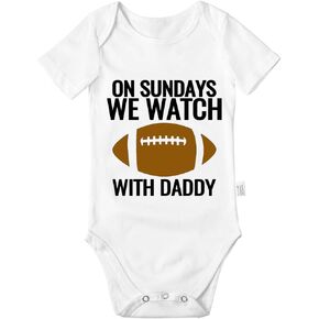 On Sundays We Watch Football with Daddy Bodysuit, Baby Infant Cotton Romper Jumpsuit Outfits Short-Sleeve 0-24 Months