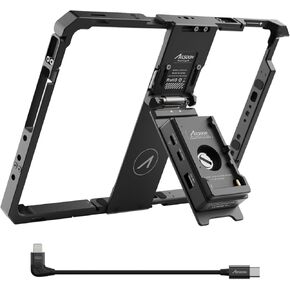 Accsoon PowerCage II with ACCO4 NP-F Battery Plate Adapter for iPad Pro-10inch Protection Cage, Adjustable Protection Case Compatible with iPad, iPad Air and iPad Pro-Easy to Use.