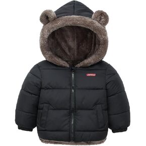 Happy Cherry Baby Boys Girls Puffer Jacket Hooded Coat Fleece Liner Elastic Cuffs Outerwear 12Mon-5T