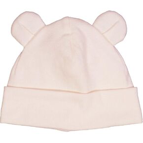Soft Organic Cotton Rib Bear Baby Beanie Hat with Folded Edge & Cute Teddy Bear Ears Stretchy, Comfortable Machine Washable