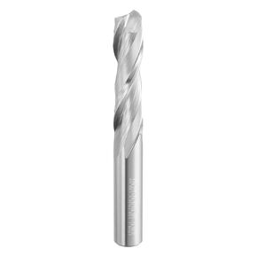 HARFINGTON Spiral Router Bit 1/16" Cut Dia 2 Flutes Up Cut End Mill Bits Milling Cutter for Wood Carving Engraving (1/4" Shank 1/2" Cut Length 2" Long 30 Degree Helix HRC49-51)