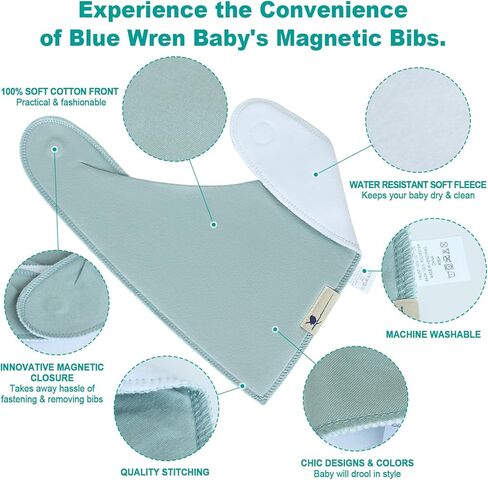 MAGNETIC Bandana Drool Bib 5-pack | Magnetic Closure- Safe, Easy, Chic Magnetic Teething Bib in Saudi Arabia