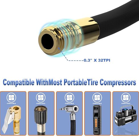 Au Accessory 360-Degree Swivel Tire Inflator Hose Adapter with Lock-On Air Hose - Universal Fit for All Tire Pumps in Saudi Arabia