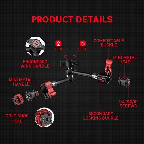 IFOOTAGE Magic Arm Clamp MA3-4, 7 Inches Adjustable Friction Power Articulating Magic Arm with 1/4" and 3/8" Thread Screw for DSLR Camera Rig/LCD Monitor/LED Lights in Saudi Arabia