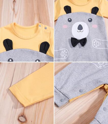 2- Pack Newborn Infant Baby Girls Boys Dinosaur Bear Print Romper Outfit Long Sleeve Jumpsuit Summer Onesie in Saudi Arabia