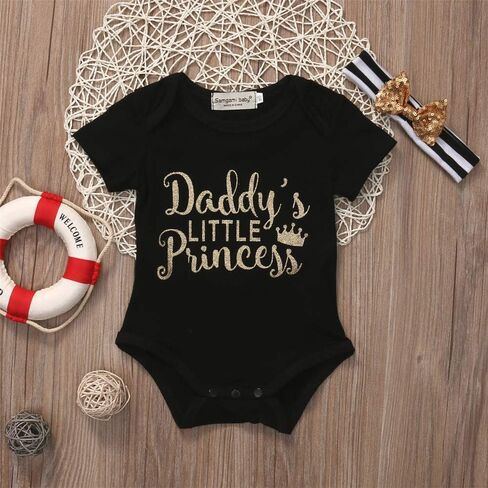 Infant Baby Girls Daddys Letter Playsuit Romper Bodysuit Short Sleeve Shirt in Saudi Arabia