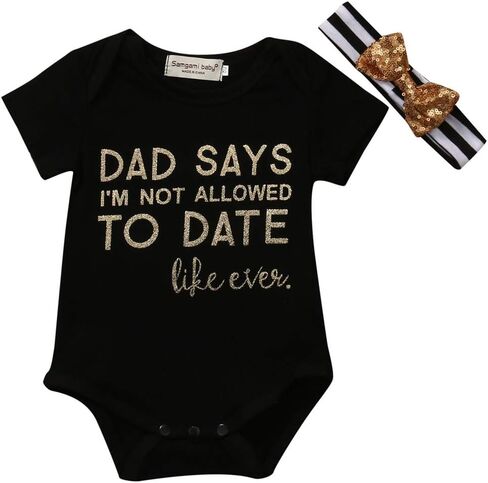 Infant Baby Girls Daddys Letter Playsuit Romper Bodysuit Short Sleeve Shirt in Saudi Arabia
