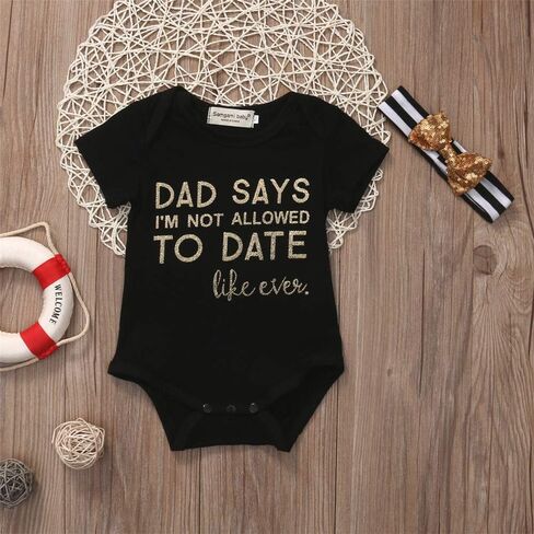 Infant Baby Girls Daddys Letter Playsuit Romper Bodysuit Short Sleeve Shirt in Saudi Arabia