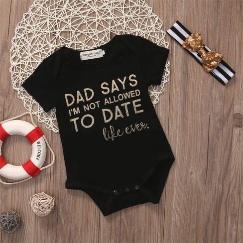 Infant Baby Girls Daddys Letter Playsuit Romper Bodysuit Short Sleeve Shirt in Saudi Arabia
