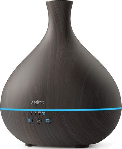 Essential Oil Diffuser,Anjou 500ml Cool Mist Humidifier,One Fill for 12hrs Consistent Scent & Aromatherapy, World's First Diffuser with Patented Oil Flow System for Home & Office,Wood Grain in Saudi Arabia