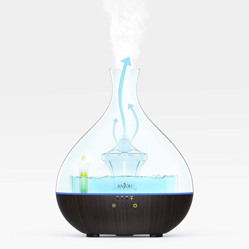 Essential Oil Diffuser,Anjou 500ml Cool Mist Humidifier,One Fill for 12hrs Consistent Scent & Aromatherapy, World's First Diffuser with Patented Oil Flow System for Home & Office,Wood Grain in Saudi Arabia
