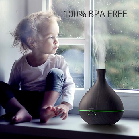 Essential Oil Diffuser,Anjou 500ml Cool Mist Humidifier,One Fill for 12hrs Consistent Scent & Aromatherapy, World's First Diffuser with Patented Oil Flow System for Home & Office,Wood Grain in Saudi Arabia