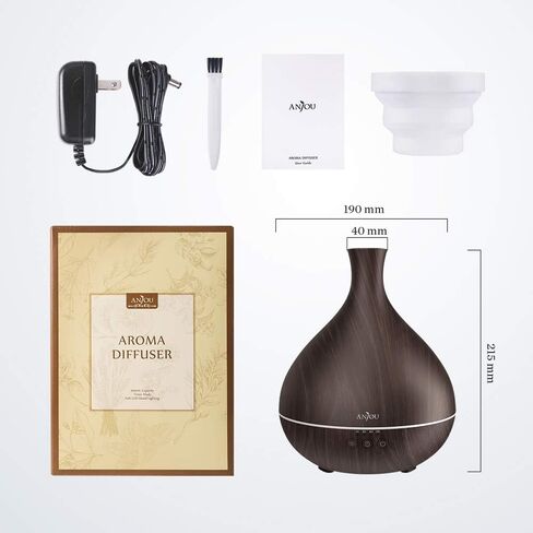 Essential Oil Diffuser,Anjou 500ml Cool Mist Humidifier,One Fill for 12hrs Consistent Scent & Aromatherapy, World's First Diffuser with Patented Oil Flow System for Home & Office,Wood Grain in Saudi Arabia
