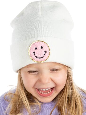 Funky Junque Kids Beanie Toddler Classic Knit Warm Soft Winter Hat with Suede Patch in Saudi Arabia