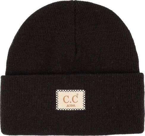 Funky Junque Kids Beanie Toddler Classic Knit Warm Soft Winter Hat with Suede Patch in Saudi Arabia