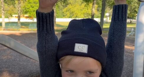Funky Junque Kids Beanie Toddler Classic Knit Warm Soft Winter Hat with Suede Patch in Saudi Arabia