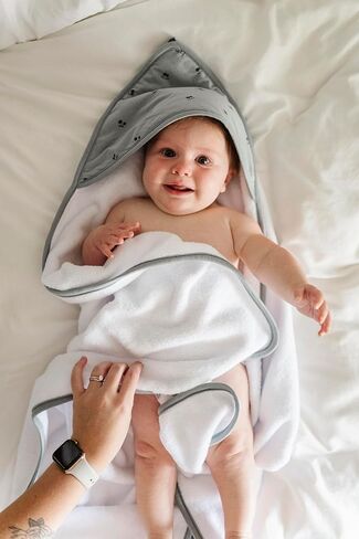 Ely's & Co. Baby Hooded Towel & Wash Cloth Set, Blue Cherry, Thick Absorbent 100% Cotton Terry in Kuwait