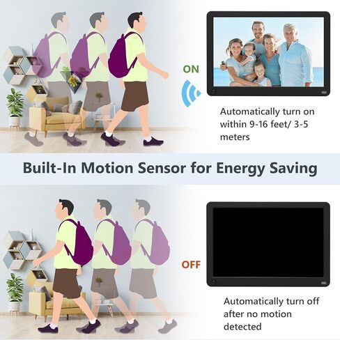 مستشعر حركة إطار الصورة الرقمي 10.1 بوصة 1920 × 1080 IPS إطار صور رقمي، تشغيل/إيقاف تشغيل تلقائي، دعم الموسيقى فيديو 1080 بكسل، بطاقة SD وUSB in Kuwait
