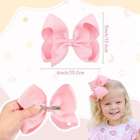 Hair Bows for Girls Alligator Clips Black White Grosgrain Ribbon Solid Color 4PCS Hair Accessories for Little Teen Toddler Girls Kids in Kuwait