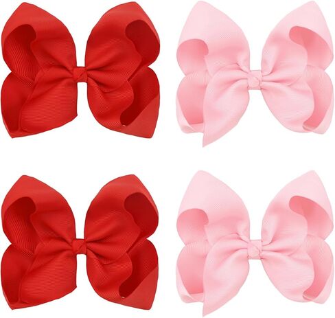 Hair Bows for Girls Alligator Clips Black White Grosgrain Ribbon Solid Color 4PCS Hair Accessories for Little Teen Toddler Girls Kids in Kuwait