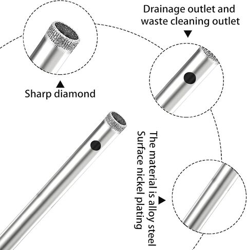 Aopin Diamond Drill Bits Core Drill Bits Hole Saw Kit 4mm(5/32inch) for Glass, Ceramics, Porcelain, Marble, Carbon Steel, 10Pcs in Saudi Arabia