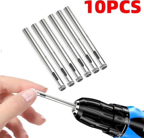 Aopin Diamond Drill Bits Core Drill Bits Hole Saw Kit 4mm(5/32inch) for Glass, Ceramics, Porcelain, Marble, Carbon Steel, 10Pcs in Kuwait