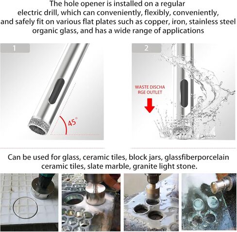 Aopin Diamond Drill Bits Core Drill Bits Hole Saw Kit 4mm(5/32inch) for Glass, Ceramics, Porcelain, Marble, Carbon Steel, 10Pcs in Kuwait