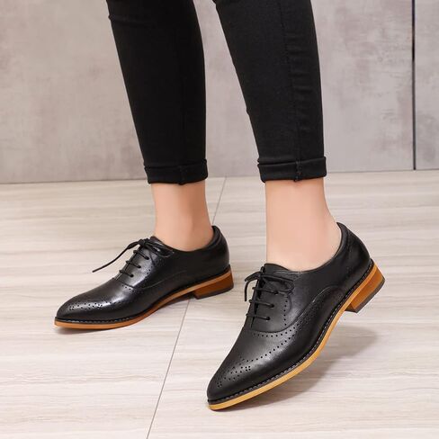 Mona flying Women's Leather Perforated Lace-up Oxfords Brogue Derby Shoes for Ladies in Saudi Arabia