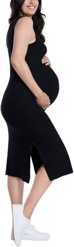 Motherhood Maternity Women's Sleeveless Rib Knit Midi Pregnancy Dress in Saudi Arabia