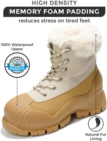 Project Cloud Snow Boots for Women Waterproof Genuine Leather 2.5" Platform Wedge Womens Boots - Memory Foam Fur Boots Winters Boots for Women Non-Slip Rain Boots Women's Snow Boots (Lydia) in Kuwait