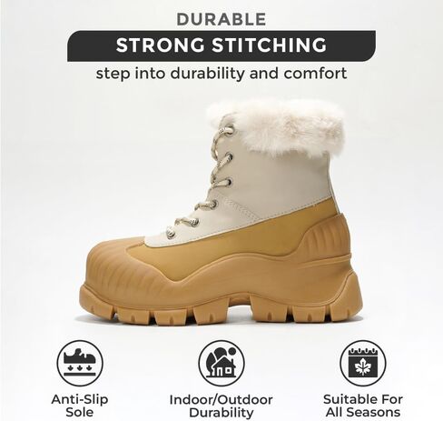 Project Cloud Snow Boots for Women Waterproof Genuine Leather 2.5" Platform Wedge Womens Boots - Memory Foam Fur Boots Winters Boots for Women Non-Slip Rain Boots Women's Snow Boots (Lydia) in Kuwait
