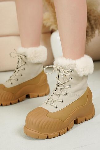 Project Cloud Snow Boots for Women Waterproof Genuine Leather 2.5" Platform Wedge Womens Boots - Memory Foam Fur Boots Winters Boots for Women Non-Slip Rain Boots Women's Snow Boots (Lydia) in Kuwait