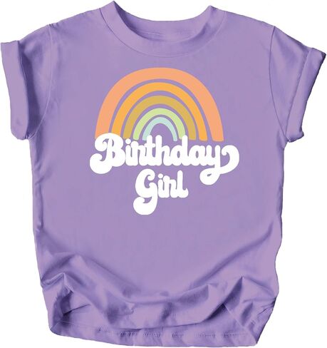 Retro Rainbow Birthday Girl Colorful Shirts for Baby and Toddler Girls Birthday Outfits in Kuwait
