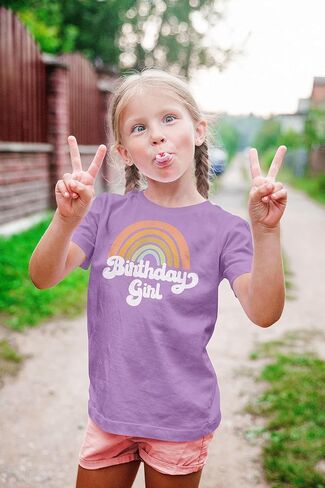 Retro Rainbow Birthday Girl Colorful Shirts for Baby and Toddler Girls Birthday Outfits in Kuwait