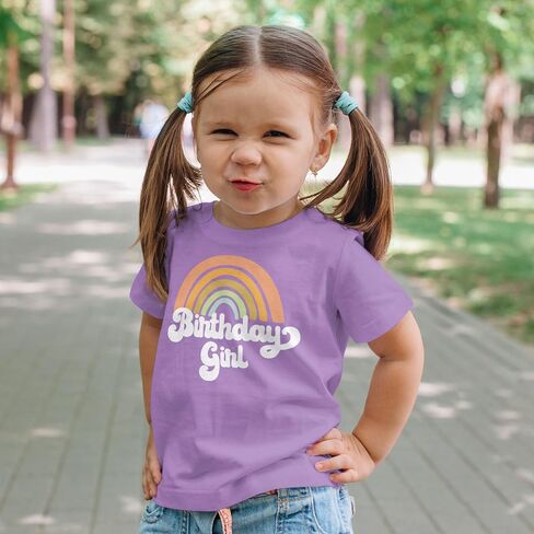 Retro Rainbow Birthday Girl Colorful Shirts for Baby and Toddler Girls Birthday Outfits in Kuwait