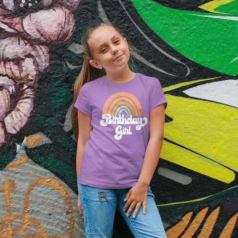 Retro Rainbow Birthday Girl Colorful Shirts for Baby and Toddler Girls Birthday Outfits in Kuwait