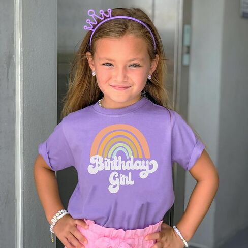 Retro Rainbow Birthday Girl Colorful Shirts for Baby and Toddler Girls Birthday Outfits in Kuwait