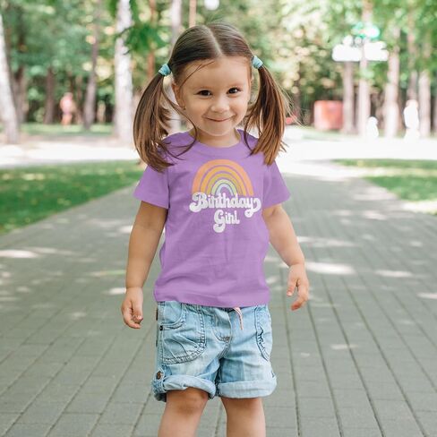 Retro Rainbow Birthday Girl Colorful Shirts for Baby and Toddler Girls Birthday Outfits in Kuwait