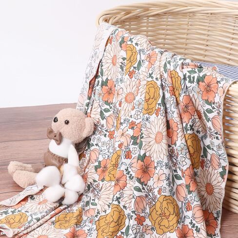 DRESHOW BQUBO Newborn Floral Receiving Blankets Newborn Baby Swaddling with Headband Set Warm Shower Gift in Saudi Arabia