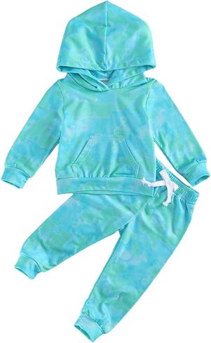 Amiblvowa Kids Toddler Baby Girl Tie Dye Tracksuit Outfit Crewneck Top and Pants 2Pcs Clothes Set Sweatsuits Jogging Suits in Kuwait