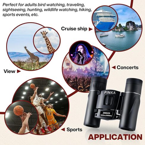 مناظير مدمجة عالية القوة 200 × 25 مع رؤية واضحة في الإضاءة المنخفضة، منظار كبير مقاوم للماء للبالغين والأطفال، مناظير عالية القوة سهلة التركيز لمشاهدة الطيور، في الهواء الطلق، الصيد، السفر in Kuwait