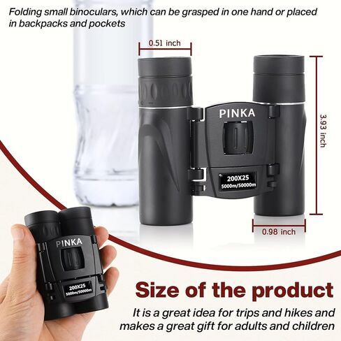 مناظير مدمجة عالية القوة 200 × 25 مع رؤية واضحة في الإضاءة المنخفضة، منظار كبير مقاوم للماء للبالغين والأطفال، مناظير عالية القوة سهلة التركيز لمشاهدة الطيور، في الهواء الطلق، الصيد، السفر in Kuwait