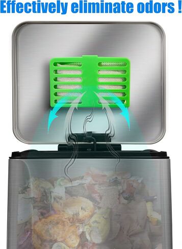 Trash Can Deodorizer Kit Stick-On Activated Carbon Odor Eliminator for Large Trash Cans, Indoor Kitchen Compost bins, Big Step or Touchless Sensor Garbage Cans (2 Green Kits) in Saudi Arabia