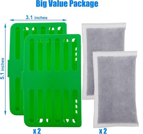 Trash Can Deodorizer Kit Stick-On Activated Carbon Odor Eliminator for Large Trash Cans, Indoor Kitchen Compost bins, Big Step or Touchless Sensor Garbage Cans (2 Green Kits) in Saudi Arabia