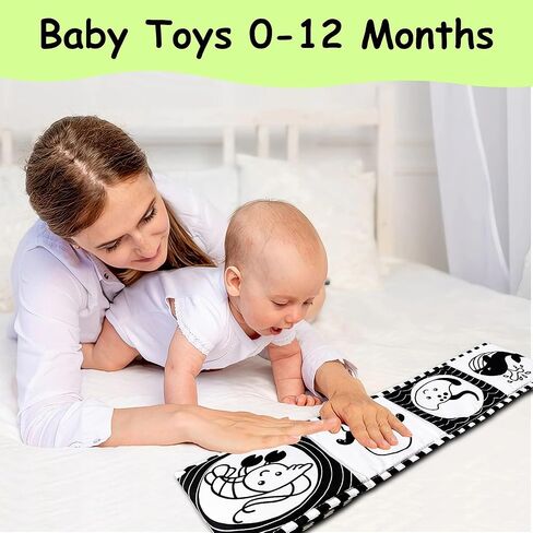 High Contrast Baby Toys For Newborn： Black And White Baby Toys Book 0-3 Months - Tummy Time Mirror For Infant 6 7 8 9 10 11 12 Months Developmental Toys Montessori Sensory Toys Baby Girls Boys Gift in Saudi Arabia