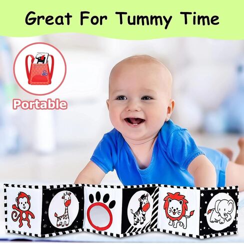 High Contrast Baby Toys For Newborn： Black And White Baby Toys Book 0-3 Months - Tummy Time Mirror For Infant 6 7 8 9 10 11 12 Months Developmental Toys Montessori Sensory Toys Baby Girls Boys Gift in Saudi Arabia