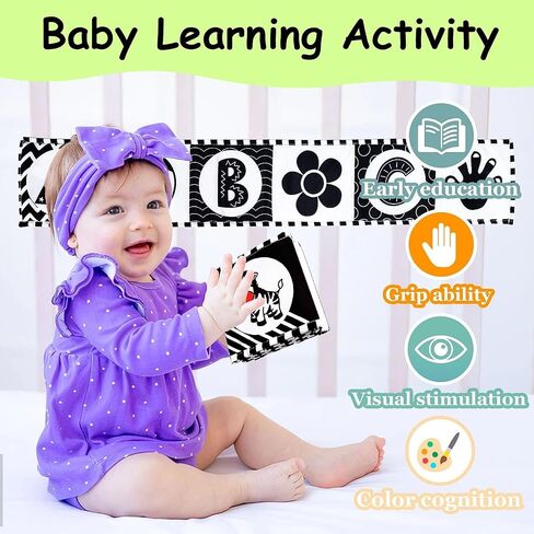 High Contrast Baby Toys For Newborn： Black And White Baby Toys Book 0-3 Months - Tummy Time Mirror For Infant 6 7 8 9 10 11 12 Months Developmental Toys Montessori Sensory Toys Baby Girls Boys Gift in Saudi Arabia