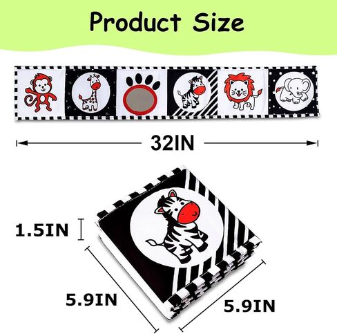 High Contrast Baby Toys For Newborn： Black And White Baby Toys Book 0-3 Months - Tummy Time Mirror For Infant 6 7 8 9 10 11 12 Months Developmental Toys Montessori Sensory Toys Baby Girls Boys Gift in Saudi Arabia