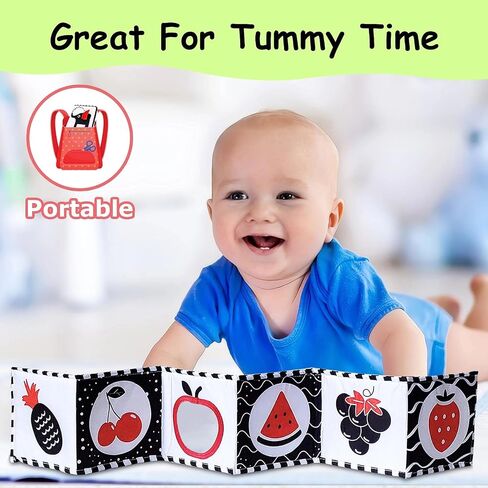 High Contrast Baby Toys For Newborn： Black And White Baby Toys Book 0-3 Months - Tummy Time Mirror For Infant 6 7 8 9 10 11 12 Months Developmental Toys Montessori Sensory Toys Baby Girls Boys Gift in Saudi Arabia